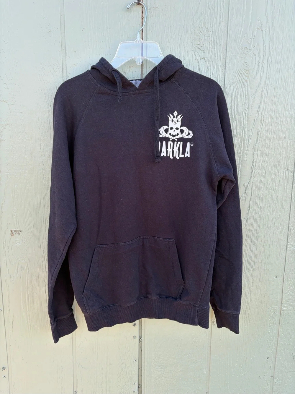 Darkla kinds Black Hooded Pullover Sweatshirt Size S